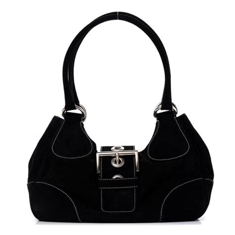 PRADA Scamosciato Suede Buckle Shoulder Bag 